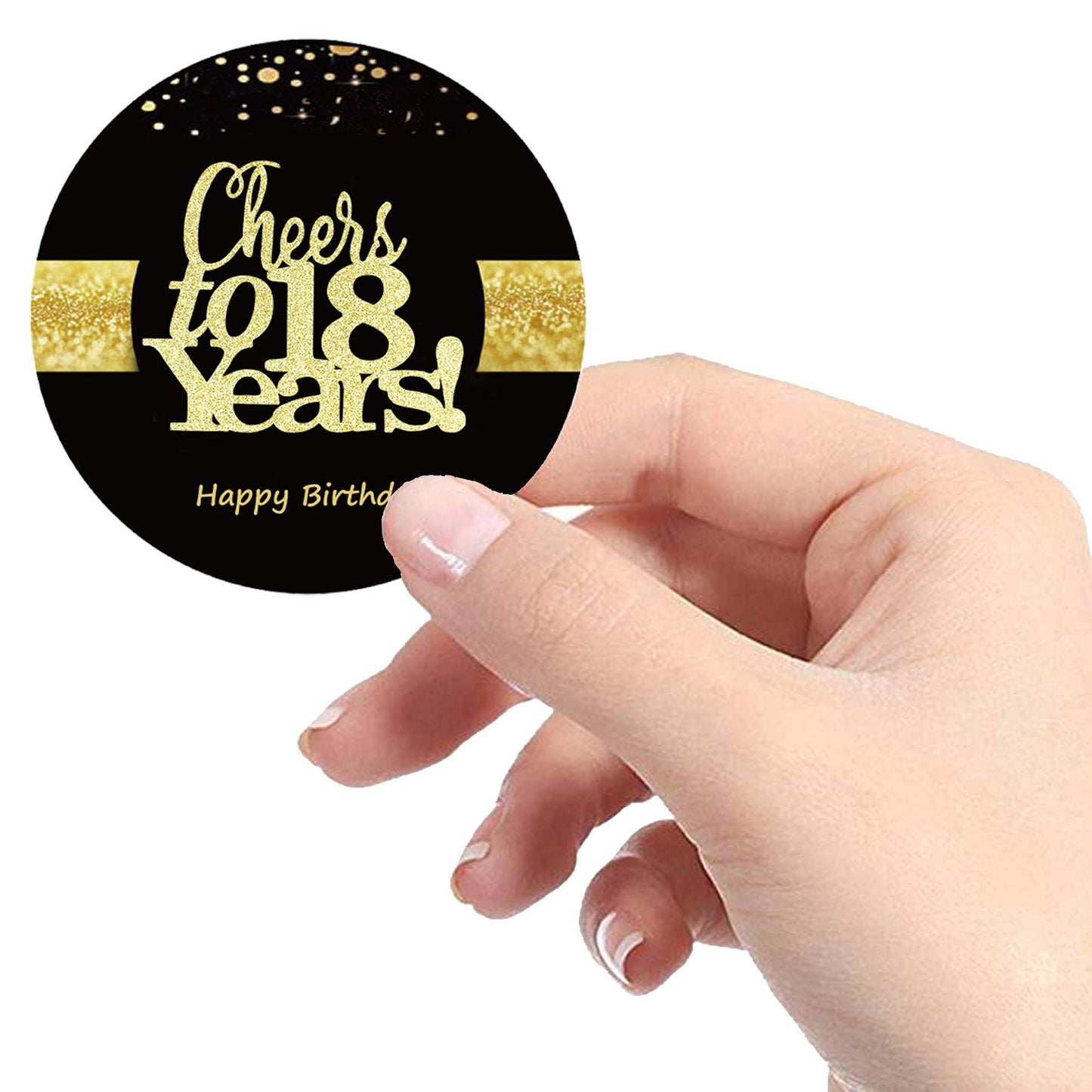 Sumerk 48 Pcs Cheers To 18 Stickers Large Bottle Stickers 18Th Birthday Stickers Card Seals 2 Inches Round Happy Birthday Party