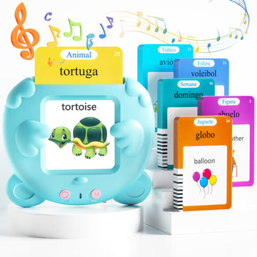 Spanish & English Talking Flash Cards For Toddlers 1-3 Years Old, 510 Sight Words Bilingual Learning Toys For Children, Autism Pocket Speech Therapy Toys, Española Vocabulary Educational Flashcards