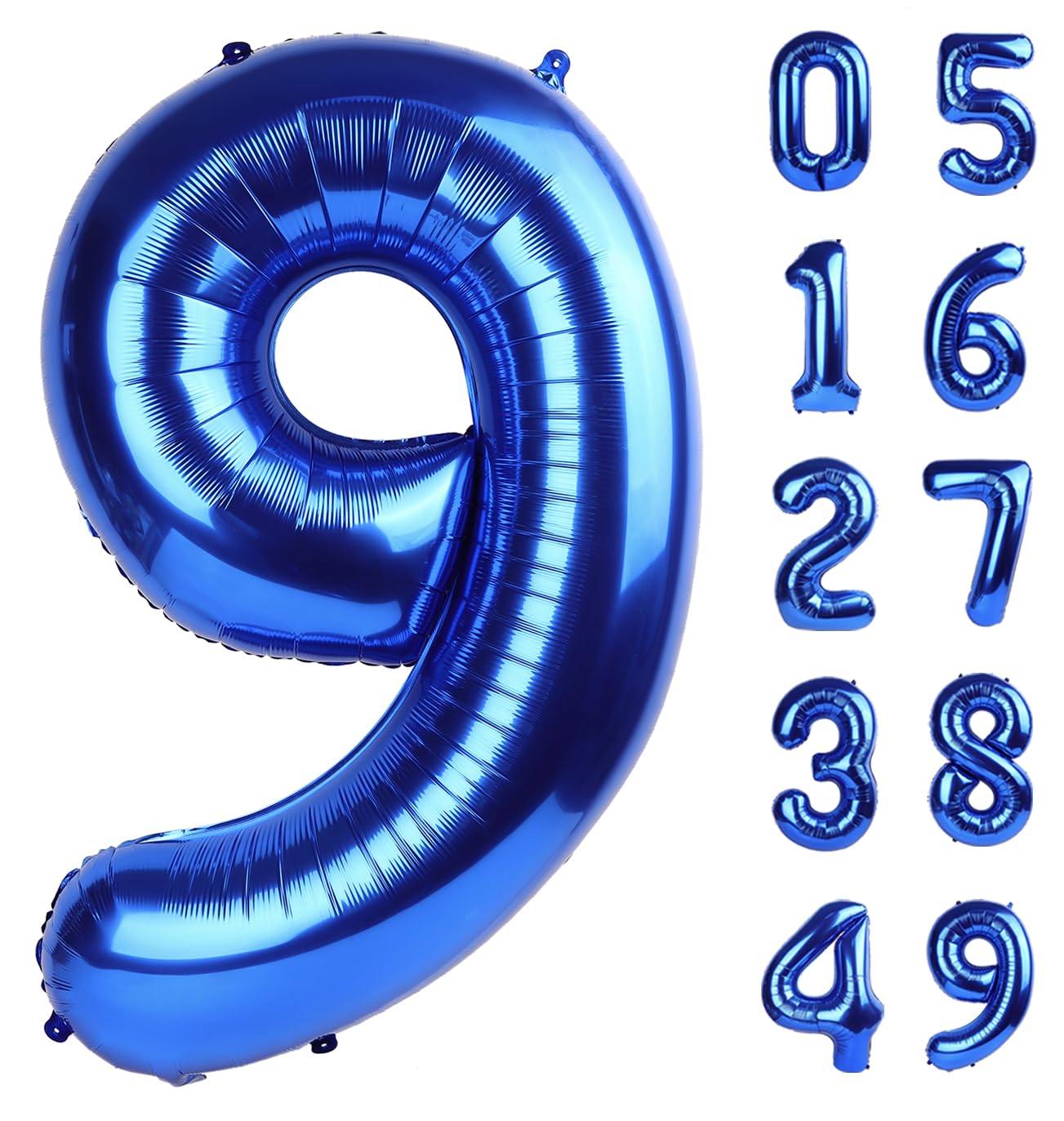 Large Foil Navy Blue Number 9 Balloon 40 Inch, Mylar 9Th Number 9 Birthday Balloons, 9 19 29 39 59 99 Blue Party Decorations, Gi