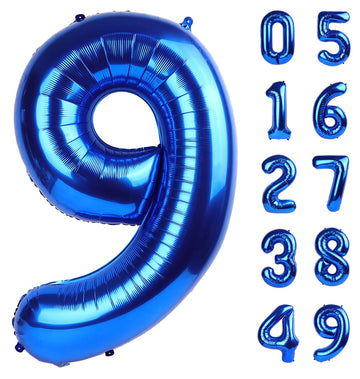 Large Foil Navy Blue Number 9 Balloon 40 Inch, Mylar 9Th Number 9 Birthday Balloons, 9 19 29 39 59 99 Blue Party Decorations, Gi