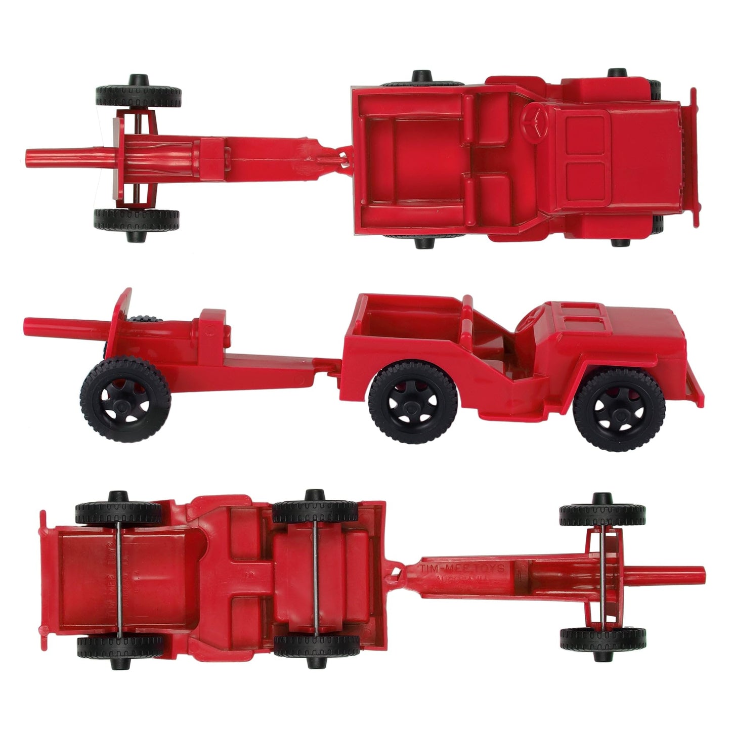 Timmee Combat Patrol Willys & Artillery - Red 4Pc Playset Usa Made