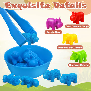 Counting Animals Toys Matching Game With Sorting Bowls Preschool Learning Activities Montessori Sensory Toy For Math Color Sorting, Party Favors Birthday Gifts For Kids Toddlers Easter Basket Stuffers