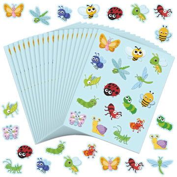 Frienda 480 Pcs Buggy For Bugs Shape Stickers For Kids Bee Ladybug Spring Butterfly Dragonfly Grasshopper Ant Snail Stickers For Spring Theme Party Classroom