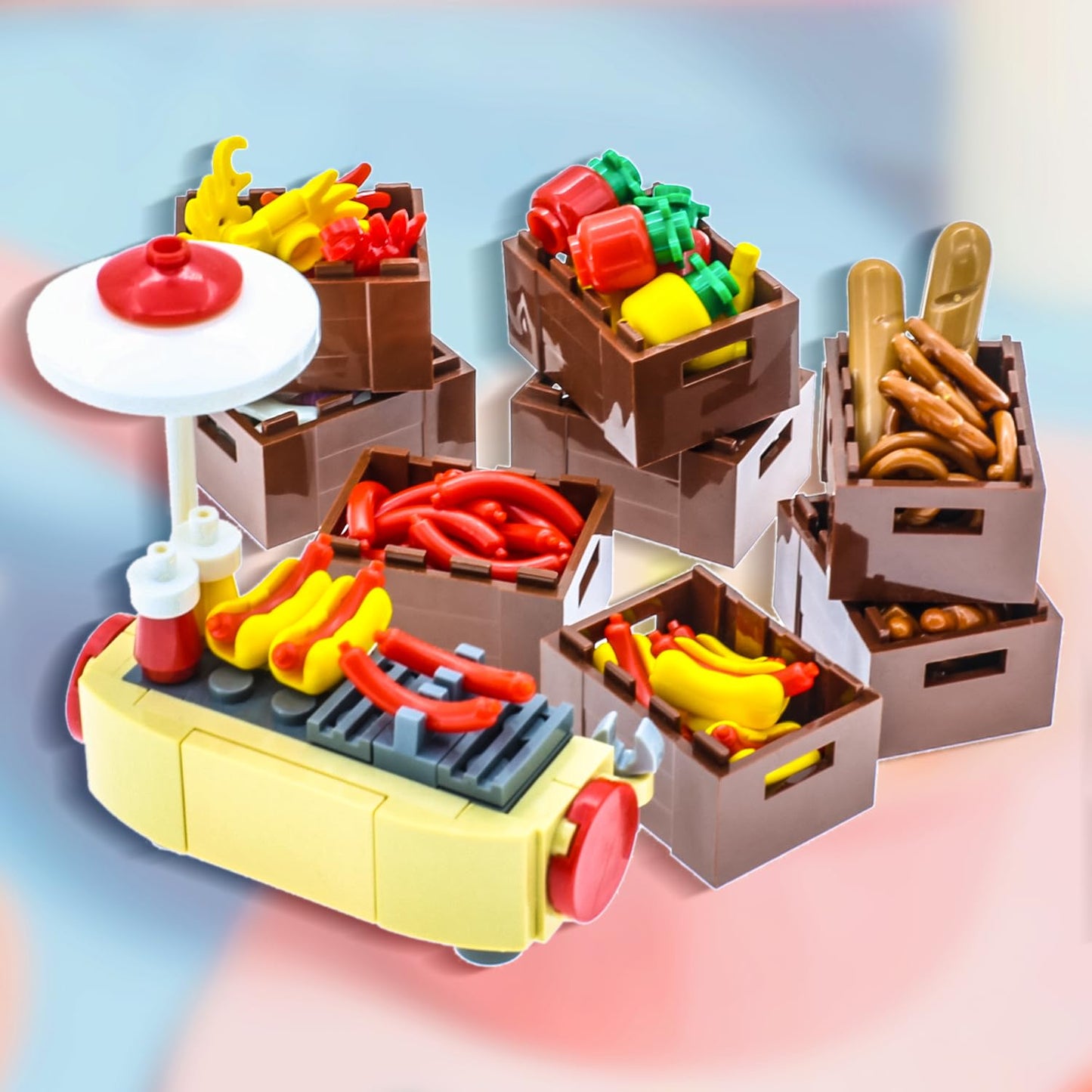 Brickbounty 190 Pcs Supermarket Building Block Set Compatible With City-Food, Restaurant-Kitchen Kit With Hotdog-Stall-Ice-Cream