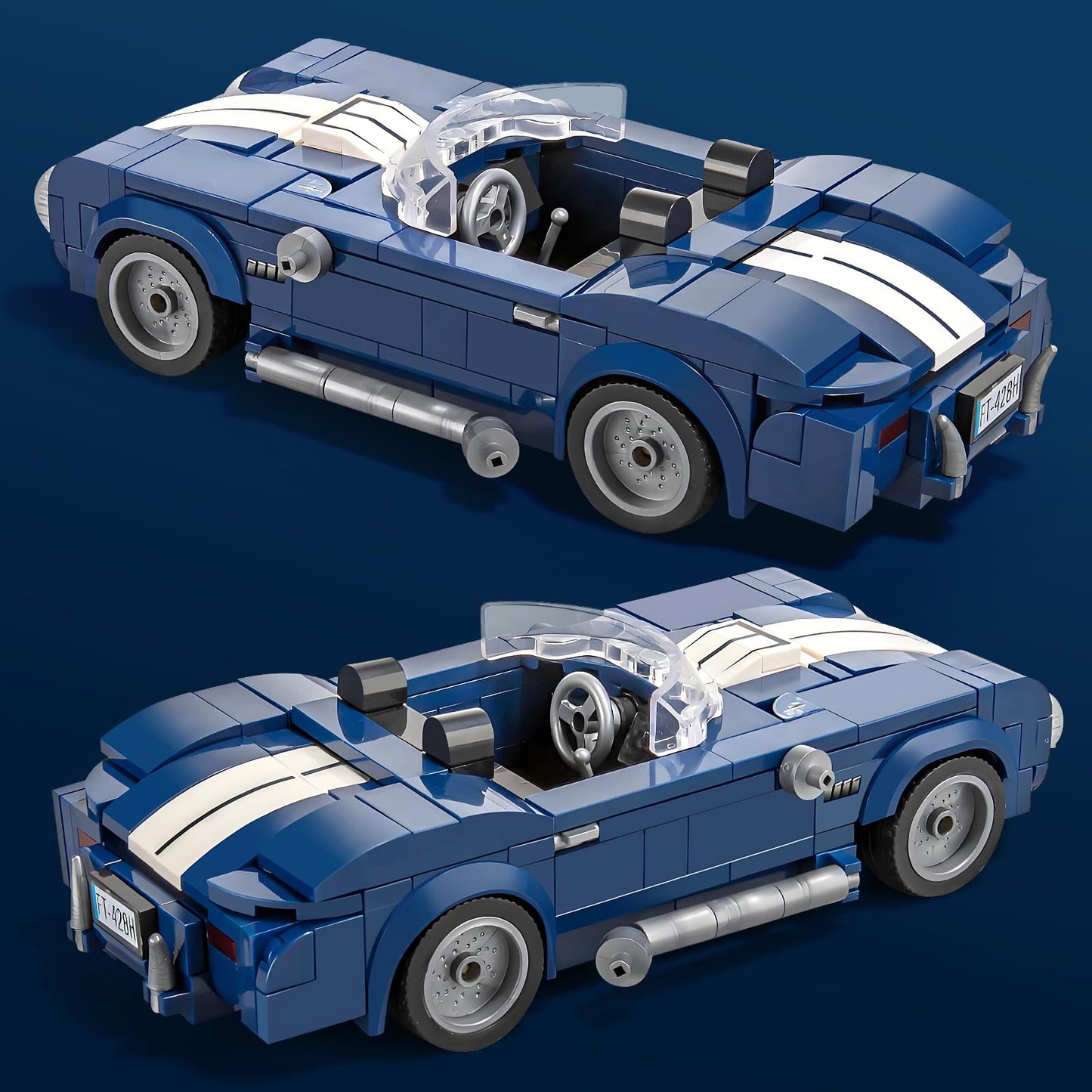 HIGH GODO Sports Car Building Set for Adults, Classic Racing Car Collectible Decor Model Kit with Display Box, Cool Vehicles Gif