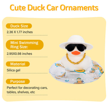 Wonuu Car Accessories Rubber Ducks Dashboard Decorations Rubber Duck Pink Accessories Dashboard Duck Car Decorations Car Ducks For Dashboard Car Duck Car Dashboard Decorations, Bg-White-Strawhatwhite