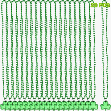 Umeelr St. Patrick'S Day Necklaces, 20 Pcs Green Shamrock Beads Necklace For Saint Patricks Day Party Favors