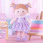 Onetoo Plush Rag Doll First Baby Doll Soft Baby Doll Sleeping Cuddle Buddy Doll For Girls Wear Purple Polka Dot Dress 14'(Milly Series)