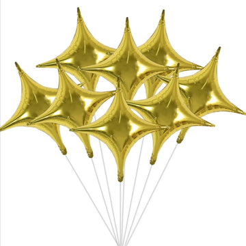 TONIFUL 20Pcs 26Inch Star Balloons Large Gold Four Pointed Star Shape Foil Balloons Big Gold Star Mylar Balloons for Birthday We