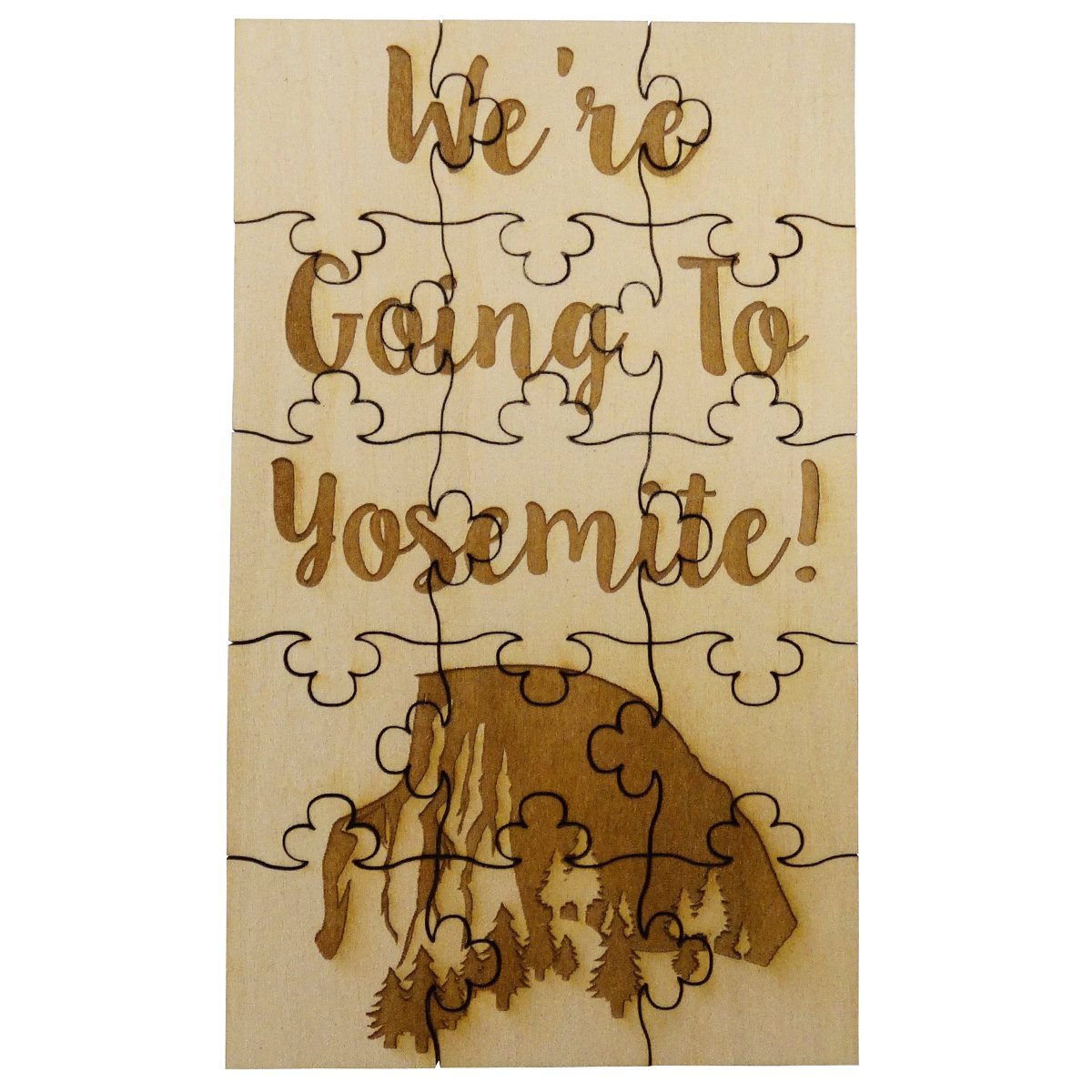 We'Re Going To Yosemite 15 Piece Basswood Jigsaw Puzzle, Surprise Vacation Reveal