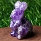 Duqguho Bunny Decor Easter Rabbit Decor Crystals Easter Decoration Bunny Statue Pocket Polished Natural Gemstone Amethyst Crysta