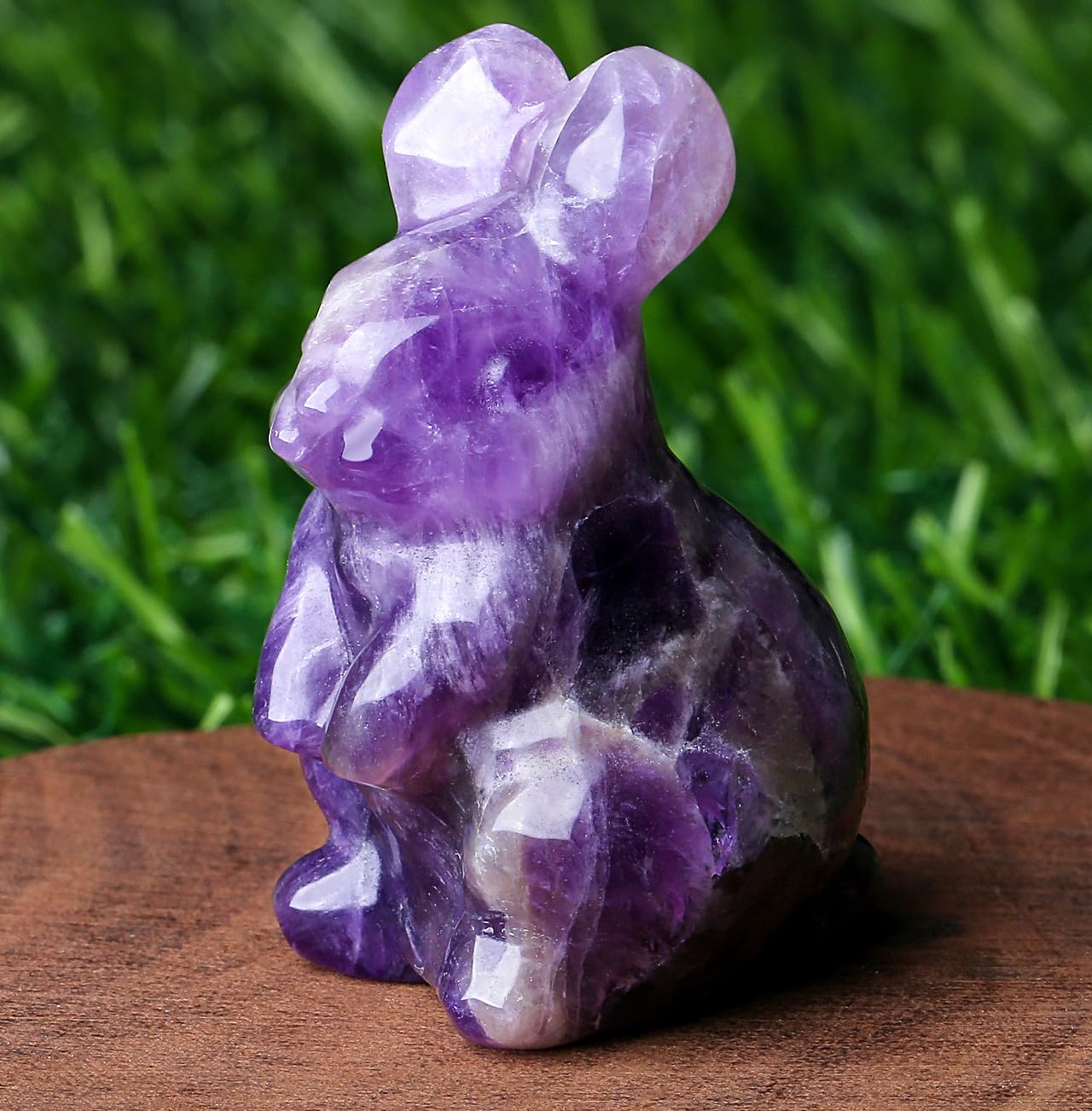 Duqguho Bunny Decor Easter Rabbit Decor Crystals Easter Decoration Bunny Statue Pocket Polished Natural Gemstone Amethyst Crysta