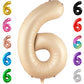 Katchon, Giant Caramel Number 6 Balloon - 40 Inch | 6Th Birthday Balloon For 6Th Birthday Decorations | 6 Balloons For Birthday | Six Balloon Number | 6 Year Old Balloon For 6 Year Decorations