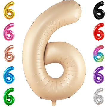 Katchon, Giant Caramel Number 6 Balloon - 40 Inch | 6Th Birthday Balloon For 6Th Birthday Decorations | 6 Balloons For Birthday | Six Balloon Number | 6 Year Old Balloon For 6 Year Decorations