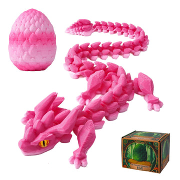 FYEFKJSA 3D Printed Dragon Eggs with Dragon Inside - 12Inch  Articulated Fidget 3D Printed Animals  Interesting Decorative Gift  Easter Basket Essentials Stuffers (Cherry Blossom)