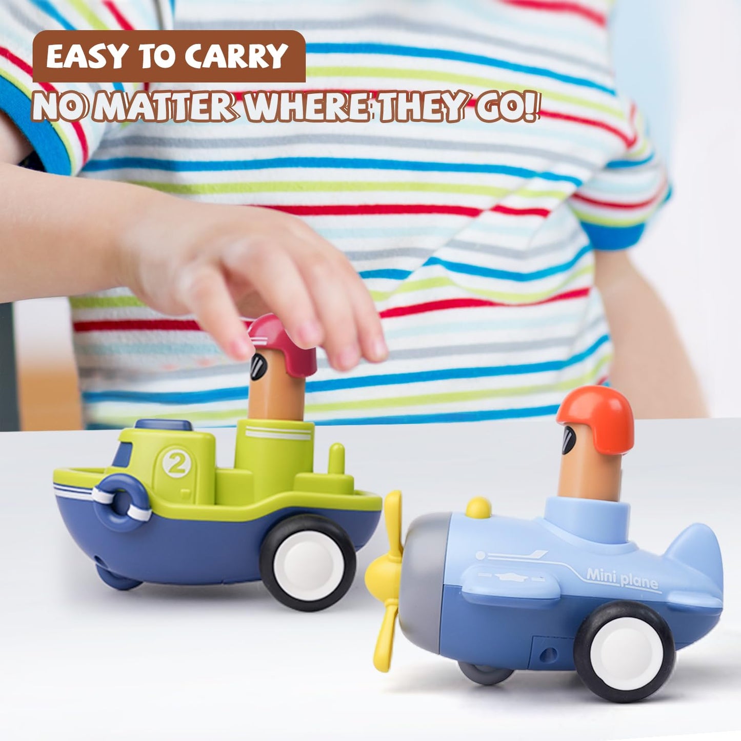 LiKee Toy Cars for Toddlers 1 2 3 4 Years Old Boy Girl, 4 Pcs Pull Back Cars for 18+ Months Baby Infant Gift, Kids Trucks Push a