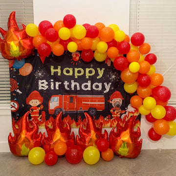 Jobkoo Balloon Garland Arch Kit Red Yellow Orange White Latex Balloons Orange Red Party Balloons For Boys Firemen Firefighter Pi