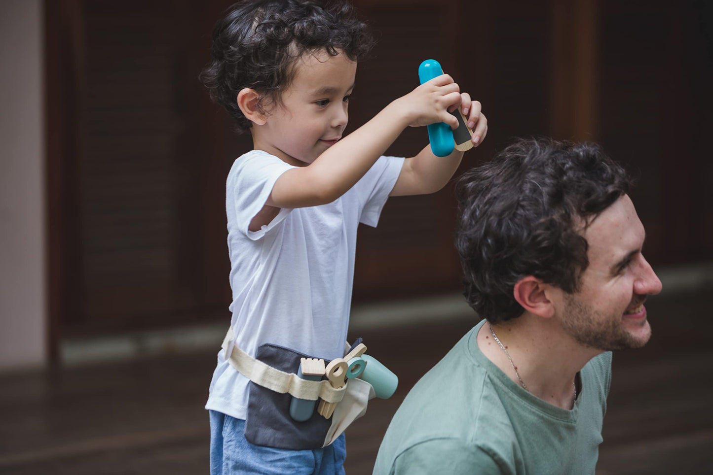 PlanToys Hair Dresser Pretend Play and Role Play Set (3492) | Sustainably Made from Rubberwood and Non-Toxic Paints and Dyes
