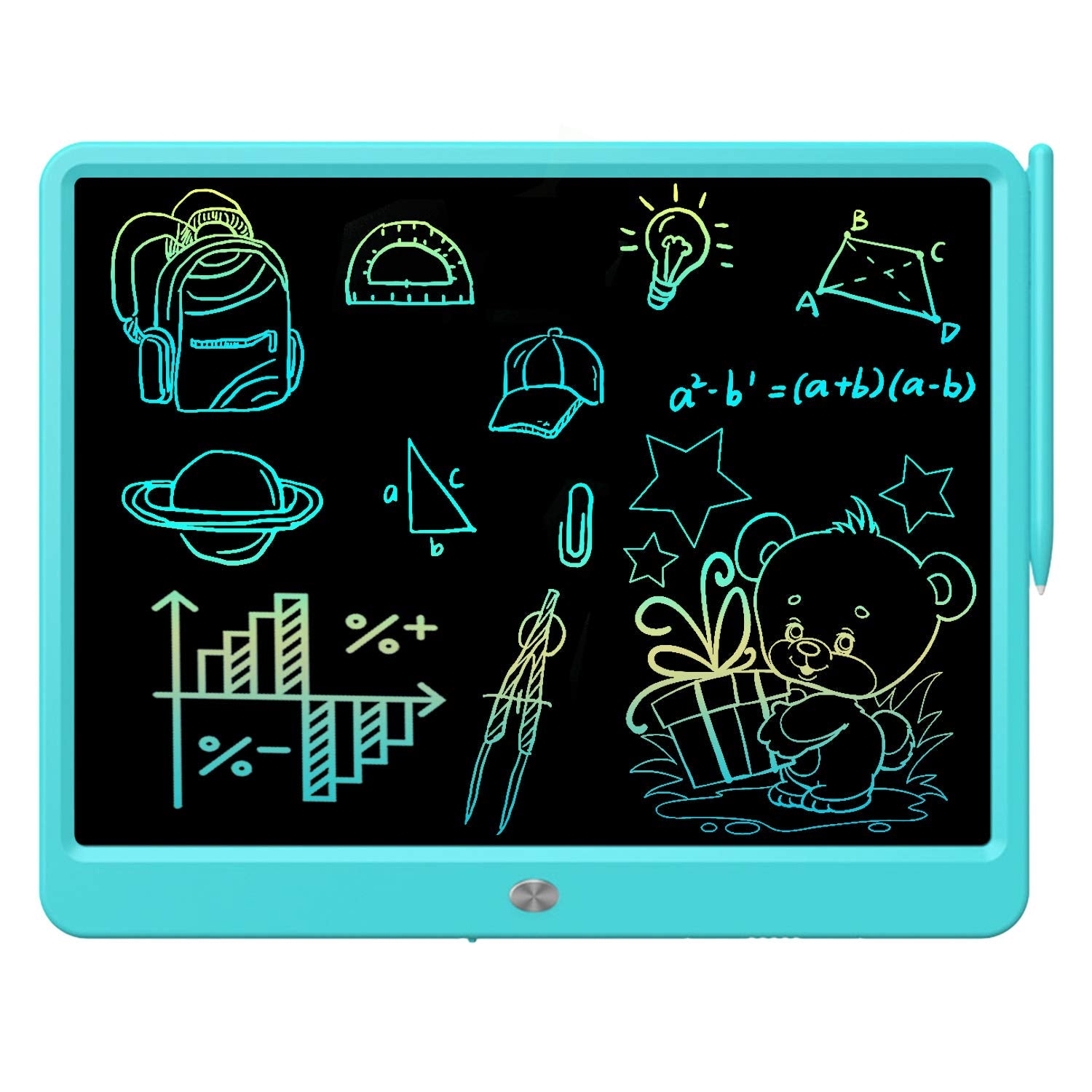 Flueston Lcd Writing Tablet 15 Inches Colorful Screen Drawing Pad, Doodle And Scribbler Boards For Kids, Electronic Educational