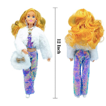Flfuatt Stylish Fashions Girls Doll Toys, The Ultimate Fashionista Doll For Trendy Kids, 11.5 Inch Fashion Doll (White)