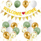 Welcome Home Decorations,Green Gold Welcome Home Balloons Banners Set,Welcome Home Glitter Banner With Confetti Balloons,Pennant