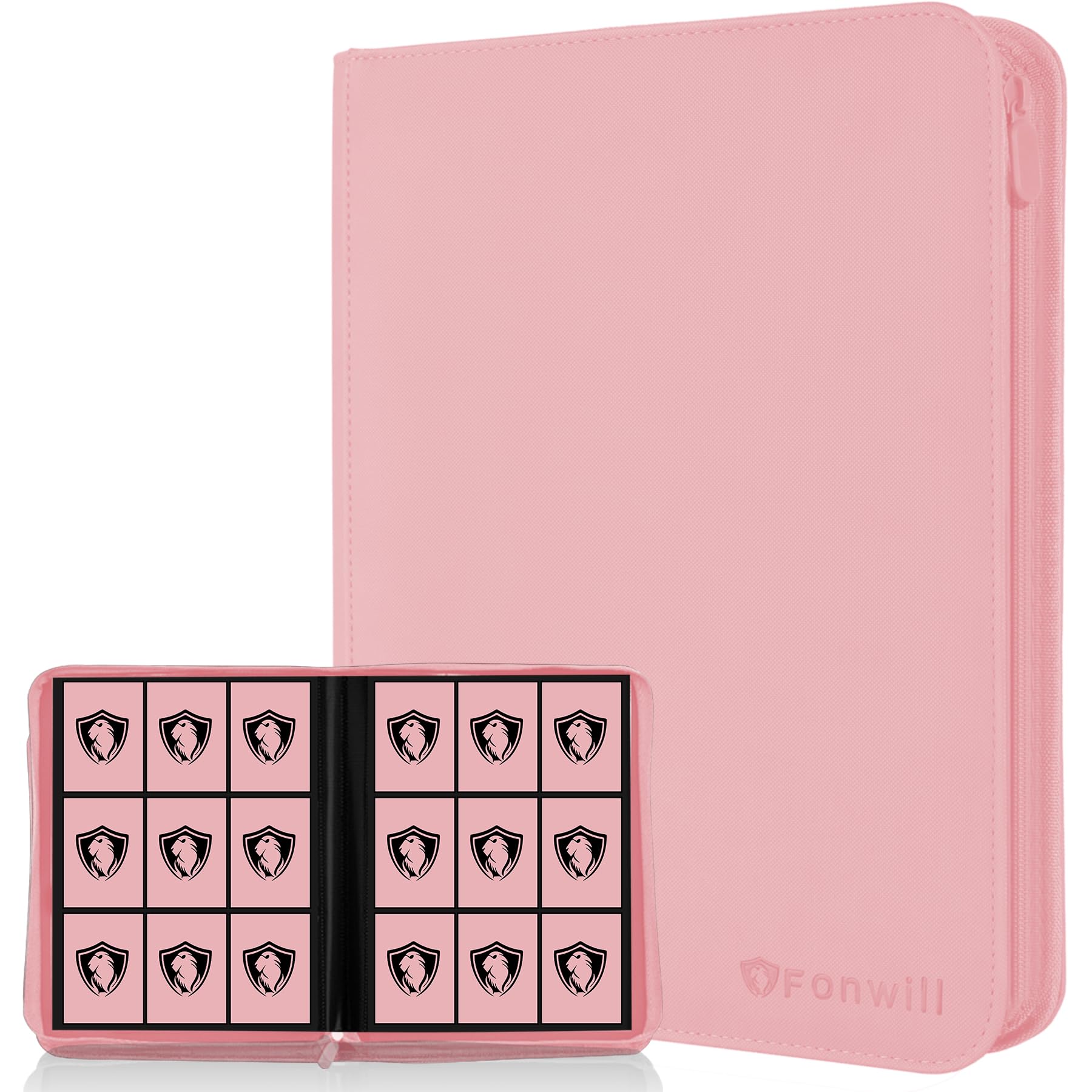 9 Pocket Card Binder  enhanced Zip Trading Card Binder  360 Double Sided Pocket PU Collection Binder  Collector Album  Card Folder for MTG  TCG  Sports Cards  (Pink)