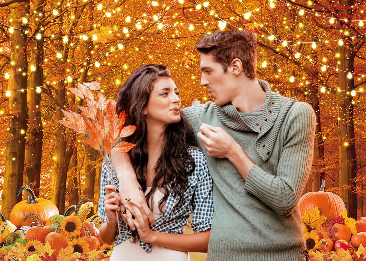 Fall Thanksgiving Photography Backdrop 7x5FT Autumn Natural Scenery Forest Maple Leaves Photo Backdrop for Thanksgiving Kids Adu