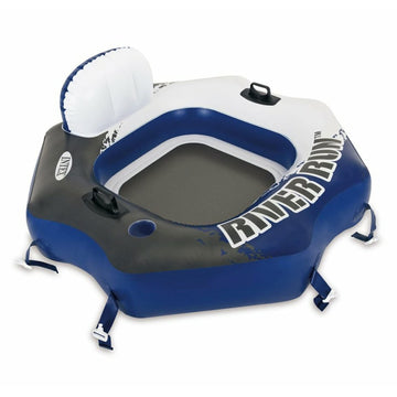 Intex River Run Connect Inflatable Lounge with Backrest & Cup Holder, 51" x 49.5", Blue, Model 58854EP, 220lb Capacity
