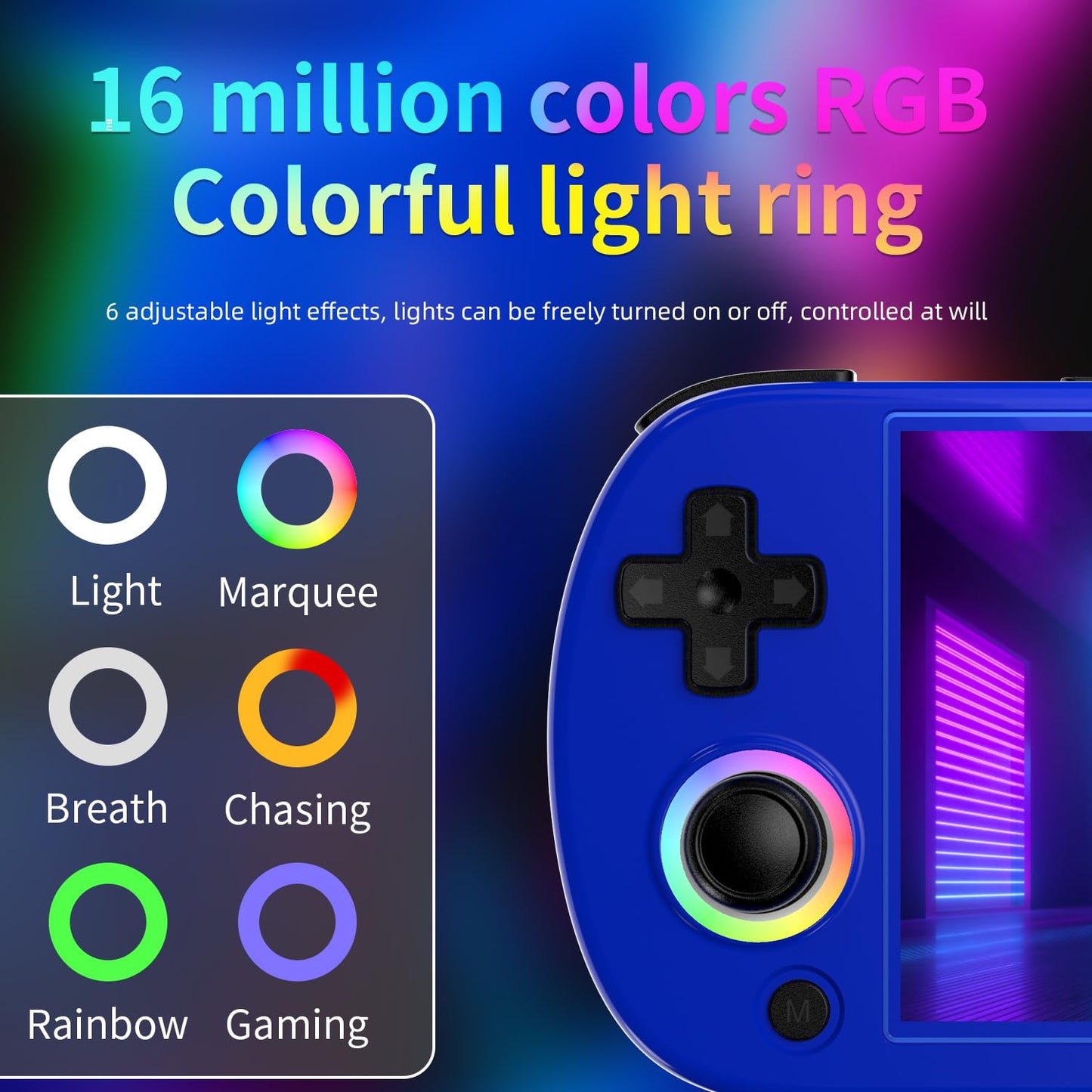 Rg40Xxh Handheld Game Console 4.0-In 640*480 Ips Screen 3200Mah 64Bit System Blue