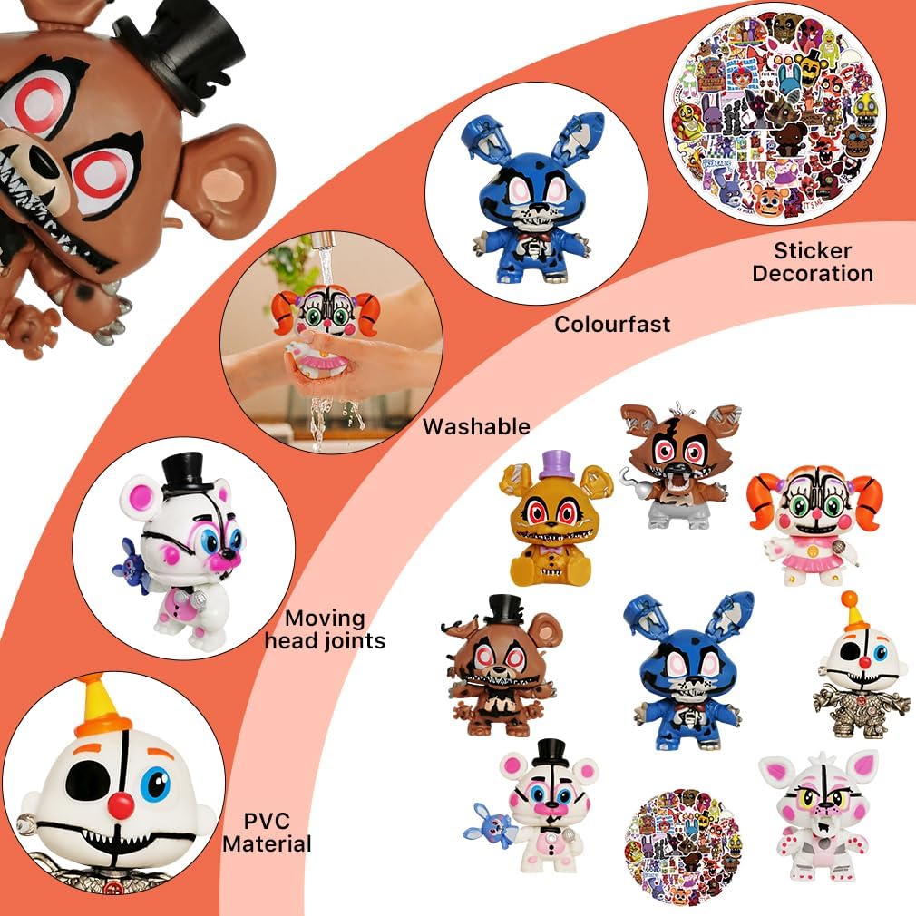 Lasama Action Figures, 8Pcs Game Figurines Toys With 50Pcs Sticker For Video Games Fans, 2.6 Inch Collectible Playset For Boys And Girls For Cake Toppers Decorations