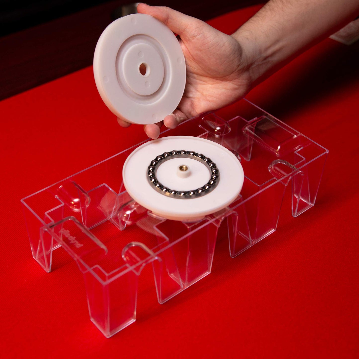Brybelly advanced Rotating Card Deck Tray | Standard Sized Playing Cards | Rotates in Any Direction | Clear | 9 Deck Tray