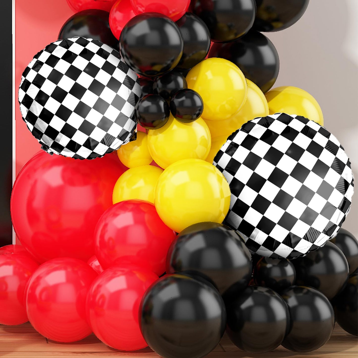 Race Car Balloon Arch Garland Kit, Red Yellow Black Balloon Arch Kit, Race Car Balloons Race Car Theme Party Decorations, Red Ye