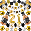 Naninuneno 21St Gold Birthday Decorations, Gold Black Silver Happy Birthday Balloons Supplies For Boy Men Girl Women, 21 Birthda