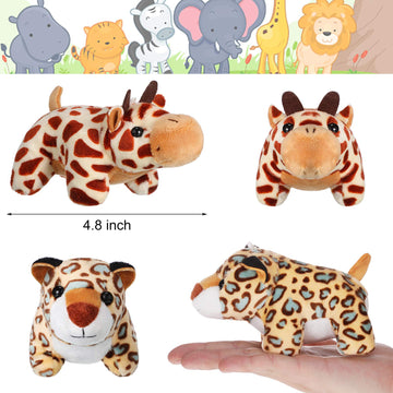 Sumind 12 Pieces Mini Stuffed Forest Animals Jungle Animal Plush Toys 4.8 Inch Cute Elephant Lion Giraffe Tiger Plush for Animal