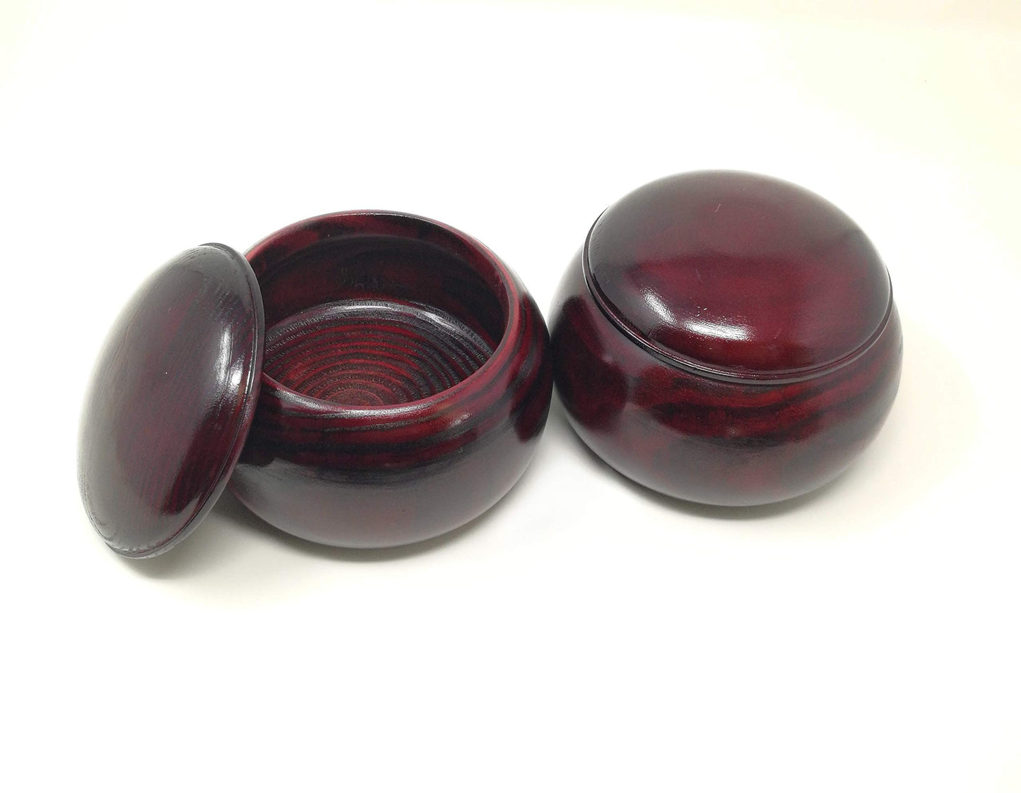 Asian Home Pair Of 2 Wooden Go Game Pieces Holder Bowls