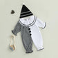 Thorn Tree Toddler Halloween Outfits Baby Boy Girl Clown Costume Contrast Color Long Sleeve Jumpsuit Hat Smocked Outfits (White,