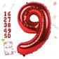 Smlpuame 40 Inch Number Balloon 0-9 Red Large Number 9 Balloons,Digital Balloons For Birthday Party Celebration Decorations Supp
