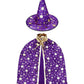 Newland Wizard Cape With Hat, Halloween Kids Costumes, Witch Cape For 3-12 Years Children, Halloween Props (Purple)