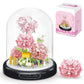 High Godo Flower Bouquet Building Set With Dust Cover, 624Pcs Pink Rose Bonsai Tree Collection Kit, Birthday For Mom Women Girlfriend Adults 12+