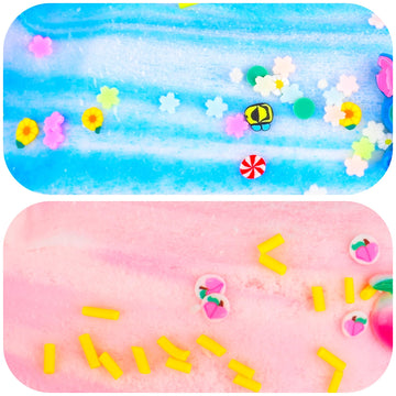2 Pack Cloud Slime Kit With Blue Cake And Pink Peachy Babies Charms, Scented Diy Slime Supplies For Girls And Boys, Stress Relie