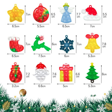 36Pcs Christmas Set Pop Fidget Toys Push Pop It Bubble Fidget Sensory Toy Pop It Fingertip Keychain Decompression Bubble Toys For Kids.…