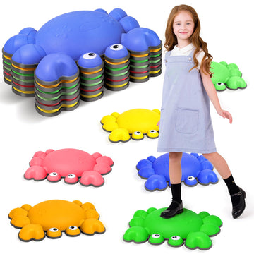 Crab Balance Stepping Stones For Kids, 6Pcs Non-Slip Jumping Step Stones, Toddler Floor River Stones Balance Blocks For Kids Coo