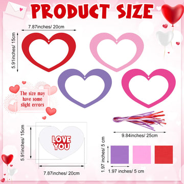 Realspring 24 Sets Valentines Day Crafts for Adults Conversation Suncatcher Crafts Kit Valentines Heart Cutout DIY Tissue Paper