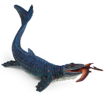 Sienon Jurassic Mosasaurus Dinosaur Toy Figure 11.4’’, Mosasaurus Hunting For Pterosaur Model Dino Figurines, Large Plastic Ocean Dinosaur Playset For Bath Pool Toy Cake Topper (Pterosaur Included)