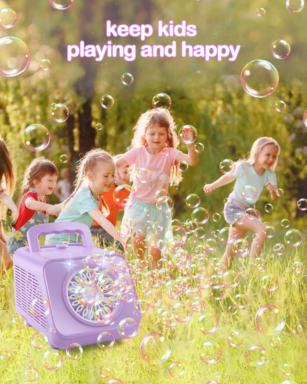 Upgraded Bubble Machine With 2 Speed Levels,Blow 20000+ Bubbles/Minute,Portable Automatic Bubble Machine For Kids Toddlers,Durab