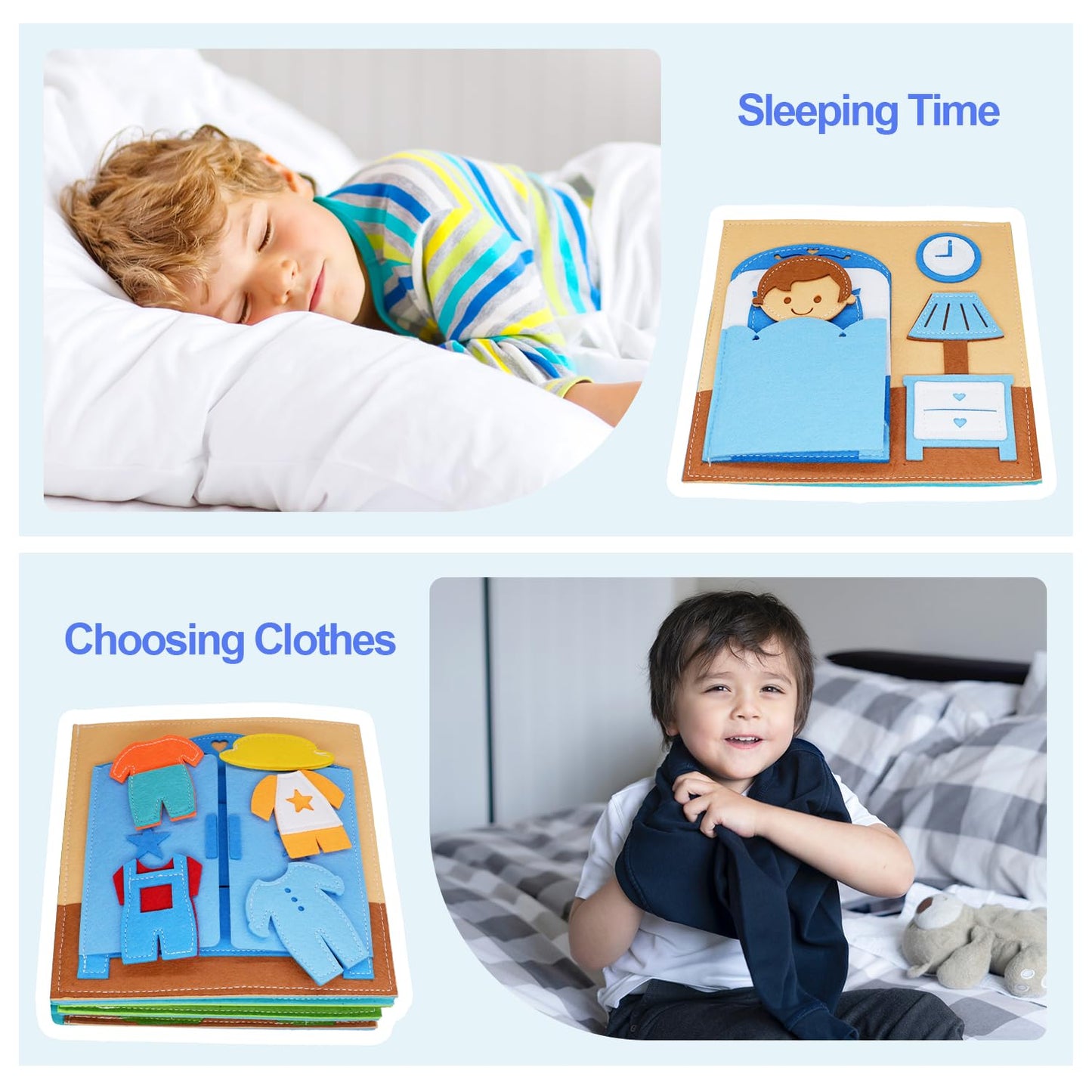Montessori Felt Busy Book Toddlers Cloth Quite Book Preschool House Pretend Play Dress Up Game Early Learning Educational Travel Toys For Kids Age 3 4 5 6 Autism Sensory Toy Boys And Girls Easter Gift