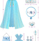 Sabbenia Princess Elsa Cape Set For Little Girl Dress Up,11Pcs Princess Cape Cosplay Christmas Halloween Birthday Gift 3-8Y(Blue