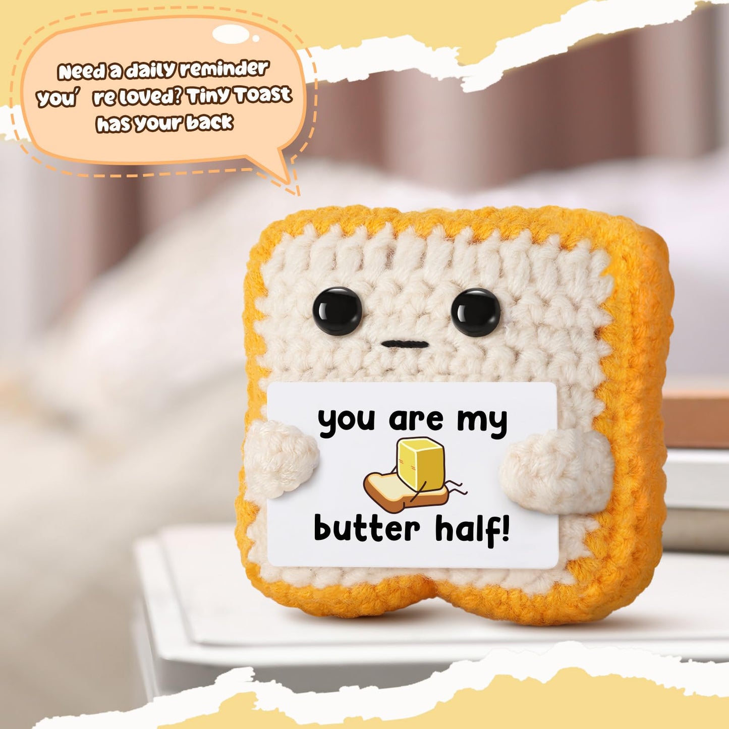 Gifts for Him Her Boyfriend Girlfriend Partner Loved One You Are My Butter Half!  Crochet Toast - Cute Romantic Valentines Day  Anniversary  Birthday Gift for Couples Desk Decor & Christmas Gifts
