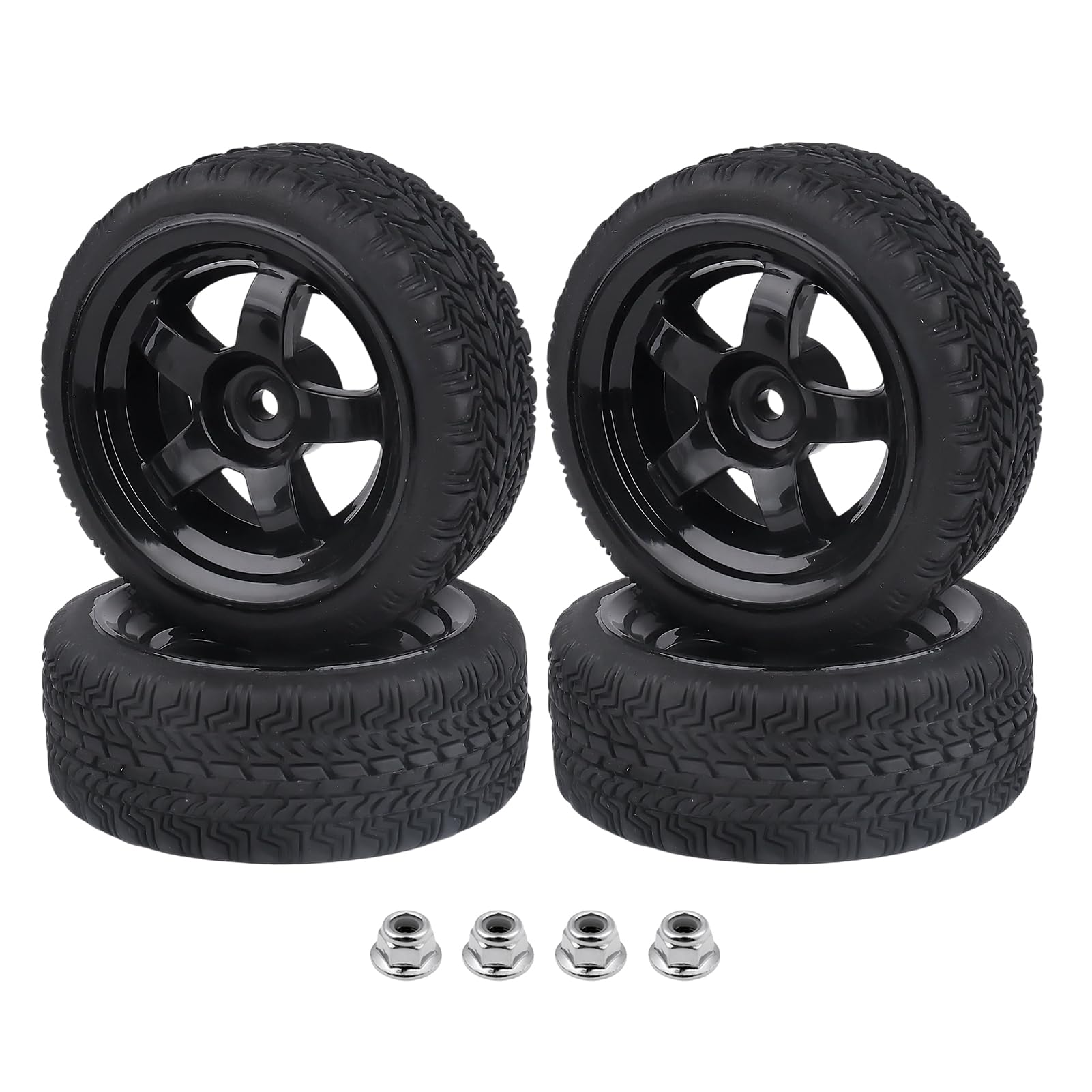 Hobbyfire Pre-Glued Od 2.6'' 12Mm Hex Wheels Rims And Rubber Tires For Traxxas Tamiya Hpi Hsp Redcat Rc 1/10 On Road Racing Car,