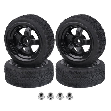 Hobbyfire Pre-Glued Od 2.6'' 12Mm Hex Wheels Rims And Rubber Tires For Traxxas Tamiya Hpi Hsp Redcat Rc 1/10 On Road Racing Car,